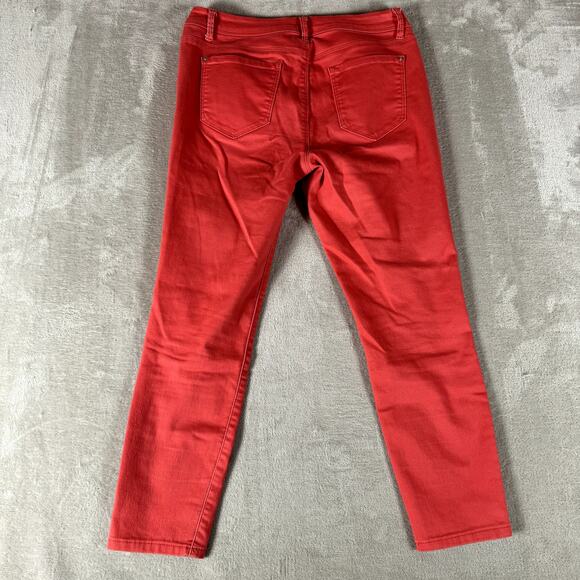 Curve Appeal Pants Women 10 Red Minimalist Jegging Chino Denim Flat Front Skinny - Picture 7 of 10